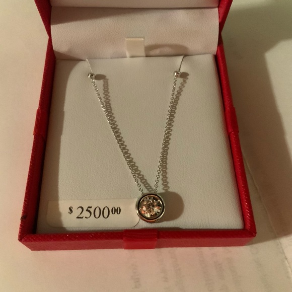 EFFY 14K White Gold Round Bezel Cut Diamond Pendant NWT - Picture 2 of 10